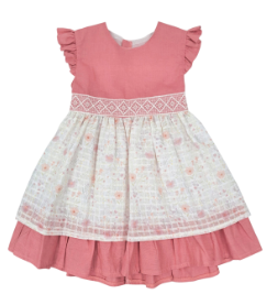 Vestido rosa flores niña