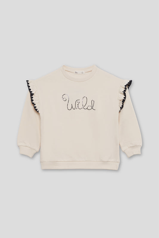 Sudadera blanca wild con borde negro