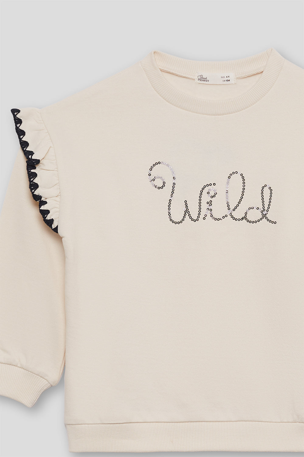 Sudadera blanca wild con borde negro