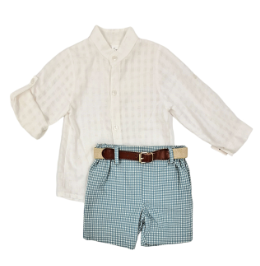 Conjunto infantil verde y blanco cuadros