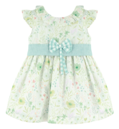 Vestido niña flores tonos verdes