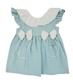 Vestido bebe niña verde cuadro pequeños